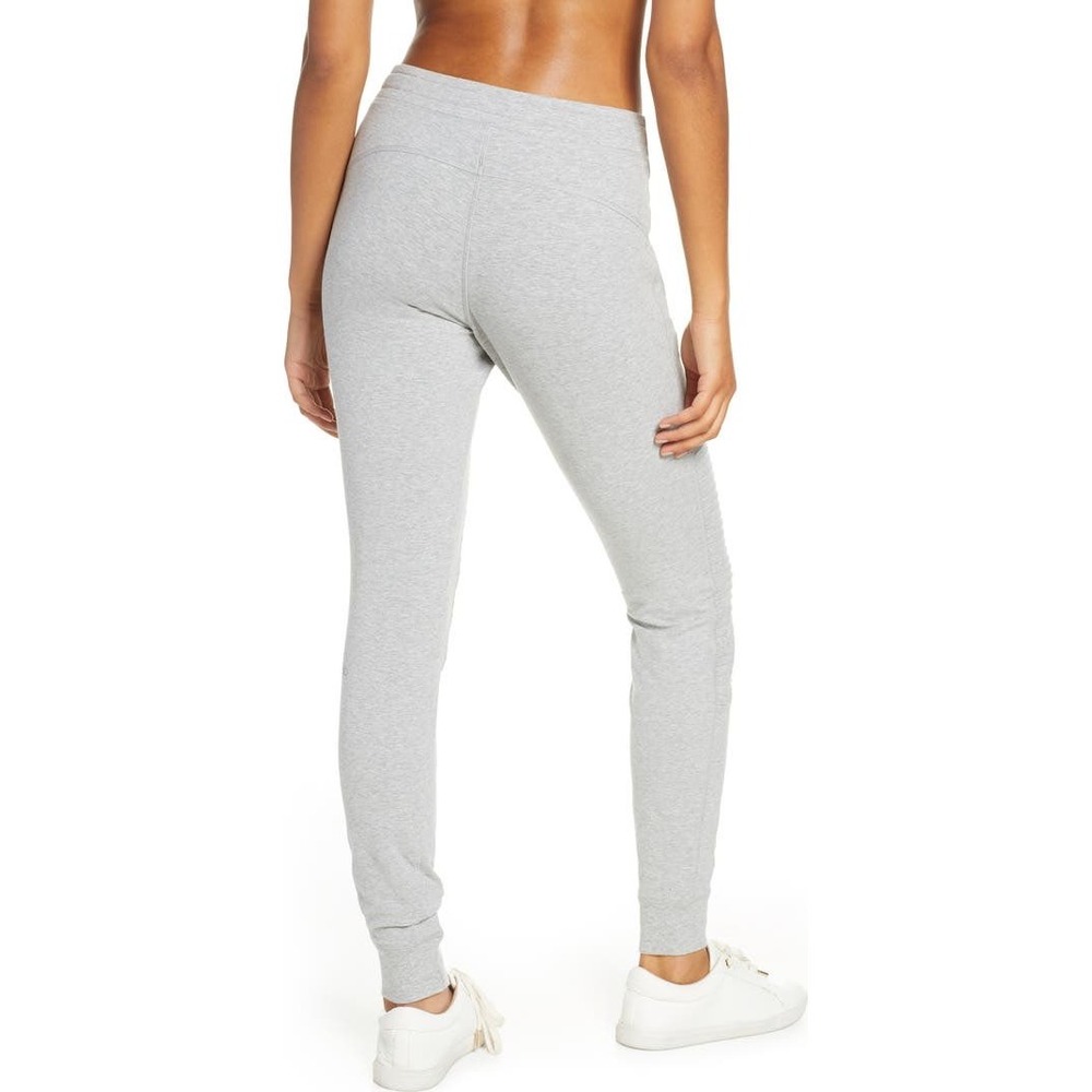 Alo Yoga Moto Jogger Pants Heather Gray Quilted Athleisure Slim Fit Womens Small - Picture 2 of 11